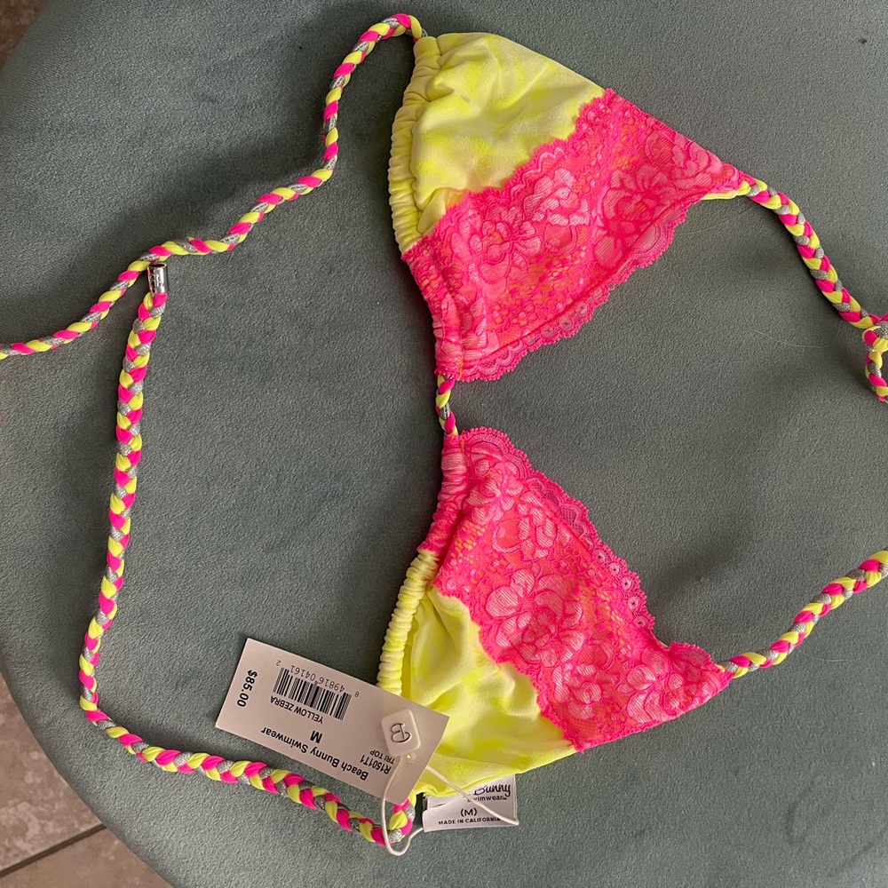 Beach Bunny Neon Yellow and Pink Lace Bikini Set BRAND NEW WITH TAGS - Picture 2 of 10